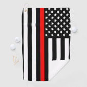 Serviette De Golf Symbolic Mince Red Line US Flag Pompiers sur un  (En situation)