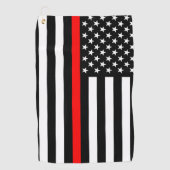 Serviette De Golf Symbolic Mince Red Line US Flag Pompiers sur un  (Devant)