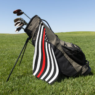 Serviette De Golf Symbolic Mince Red Line US Flag Pompiers sur un