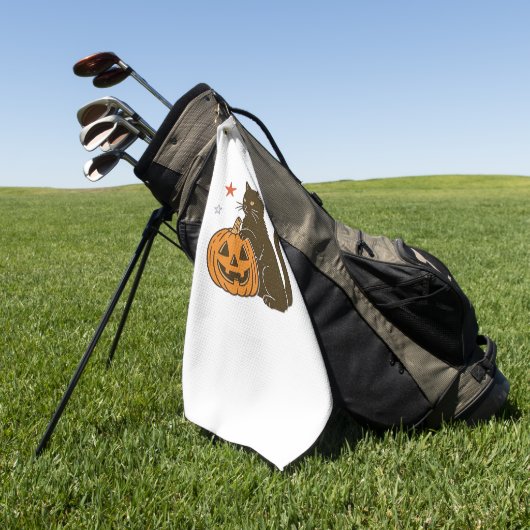 Serviette De Golf T-shirt classique éffrayant pour Halloween Kitty (Vert)