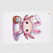 Serviette De Golf T-Shirt de Pâques Axolotl Oreilles de Lapin Œufs (Horizontal)