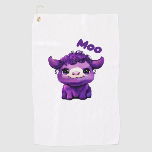 Serviette De Golf T-shirt de vache pourpre surdimensionné (Devant)