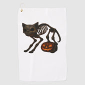 Serviette De Golf T-shirt déplaisant Chat Squelette Halloween Cadeau (Devant)