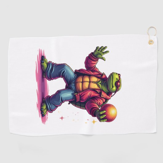 Serviette De Golf T-shirt Disco Tortue esthétique (Horizontal)