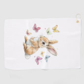 Serviette De Golf T-shirt joli lapin de Pâques papillon (Horizontal)