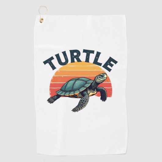 Serviette De Golf T-shirt tortue rétro (Devant)