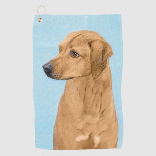 Serviette De Golf Tableau Rhodesian Ridgeback - Art Chien original (Devant)