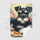 Serviette De Golf Tableau Schnauzer vintage (En situation)