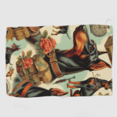 Serviette De Golf Tableau vintage Doberman sans joint (Horizontal)
