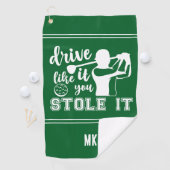 Serviette De Golf Tapis de golf vert et blanc drôle avec monogramme (En situation)