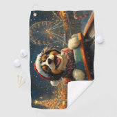 Serviette De Golf Tapis roulant de Noël pour chien Bernedoodle  (En situation)