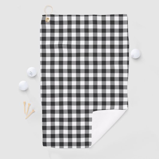 Serviette De Golf Tartan blanc blanc noir plaqué (En situation)