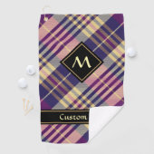 Serviette De Golf Tartan mauve, or et bleu (En situation)