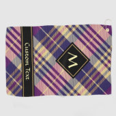 Serviette De Golf Tartan mauve, or et bleu (Horizontal)