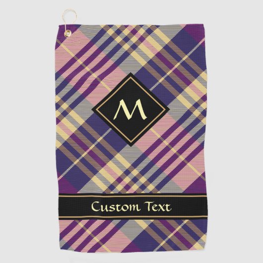 Serviette De Golf Tartan mauve, or et bleu (Devant)
