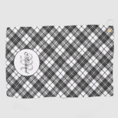 Serviette De Golf Tartan motif Noël noir blanc Monogramme (Horizontal)