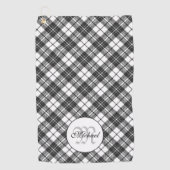 Serviette De Golf Tartan motif Noël noir blanc Monogramme (Devant)