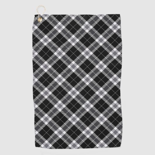 Serviette De Golf Tartan noir blanc et gris (Devant)