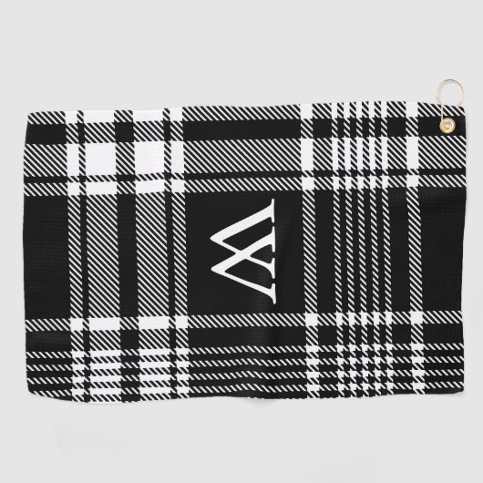 Serviette De Golf Tartan noir et blanc (Horizontal)