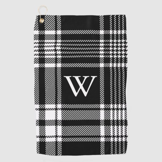 Serviette De Golf Tartan noir et blanc (Devant)