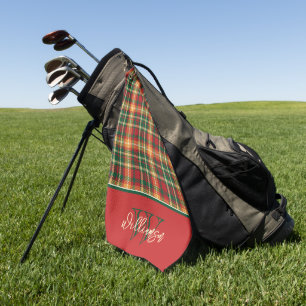 Serviette De Golf Tartan Orange Vert à carreaux Monogram