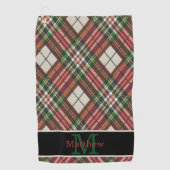 Serviette De Golf Tartan Plaid coloré Monogramme initial (Devant)