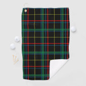 Serviette De Golf Tartan plaid motif, vert et rouge, (En situation)