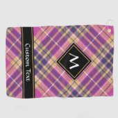 Serviette De Golf Tartan rose, or et bleu (Horizontal)