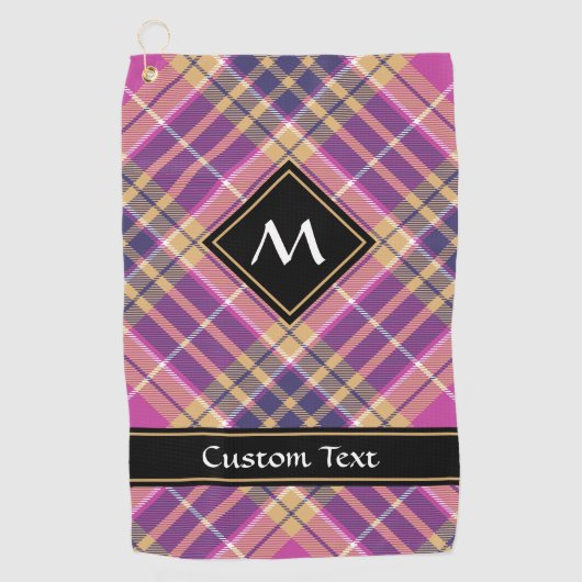 Serviette De Golf Tartan rose, or et bleu (Devant)