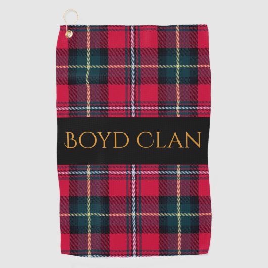 Serviette De Golf Tartan rouge avec nom ou initial (Devant)