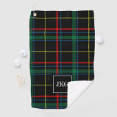 Serviette De Golf Tartan vert noir moderne décoré d'un monogramme du (En situation)