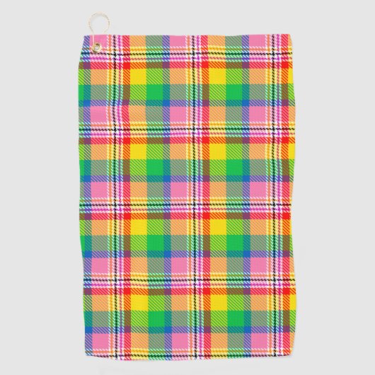 Serviette De Golf Tartan vert rose (Devant)