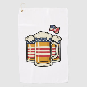 Serviette De Golf Tasse à bière patriotique design vectoriel vintage