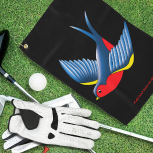 Serviette De Golf Tatouage de style traditionnel d'oiseau hirondelle