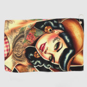 Serviette De Golf Tatouage fille de la campagne (Horizontal)