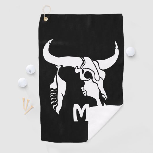 Serviette De Golf Taureau blanc de Longhorn avec plumes blanches (En situation)
