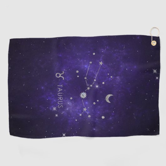 Serviette De Golf Taurus pourpre zodiaque | Horoscope d'astrologie c (Horizontal)