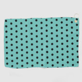Serviette De Golf Teal léger avec le pois noir (Horizontal)
