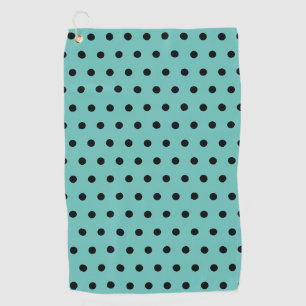 Serviette De Golf Teal léger avec le pois noir