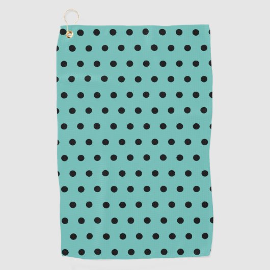Serviette De Golf Teal léger avec le pois noir (Devant)