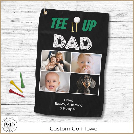 Serviette De Golf Tee It Up Papa Fête des pères personnalisée 4 Phot