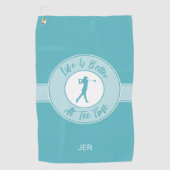 Serviette De Golf Tee Time Golfer Humour Sports Monogramme Turquoise (Devant)