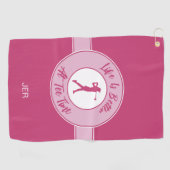 Serviette De Golf Tee Time Monogram - Design Humour rose pour elle (Horizontal)