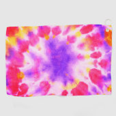 Serviette De Golf Teinture rouge pourpre jaune cravate blanche v2 (Horizontal)