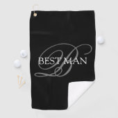 Serviette De Golf Témoin de mariage Monogramme Noir Gris (En situation)