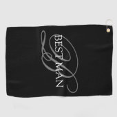 Serviette De Golf Témoin de mariage Monogramme Noir Gris (Horizontal)