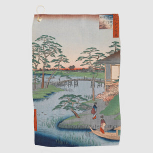 Serviette De Golf Temple Mokuboji Ukiyo-e Art japonais Vintage