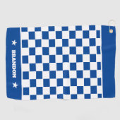 Serviette De Golf Tendance Bleu À damiers Motif & Étoiles Personnali (Horizontal)