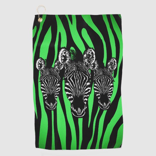 Serviette De Golf Tendance Lime Zebra Herd sur Zebra Imprimer (Devant)