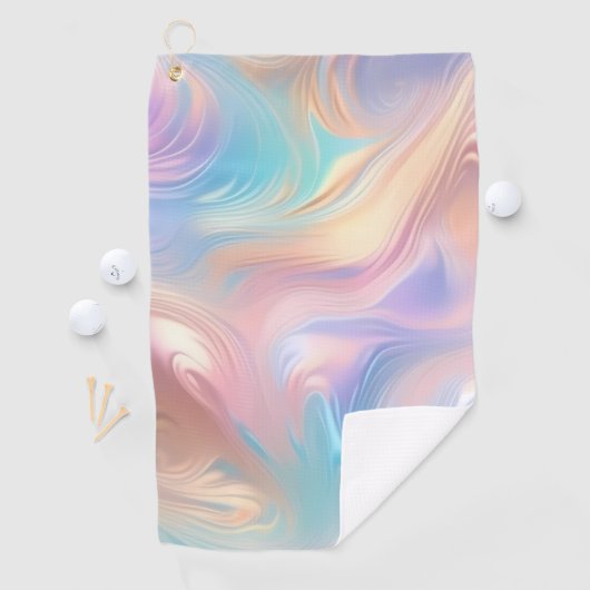 Serviette De Golf Tendance pastel rose bleu jaune abstrait vagues (En situation)